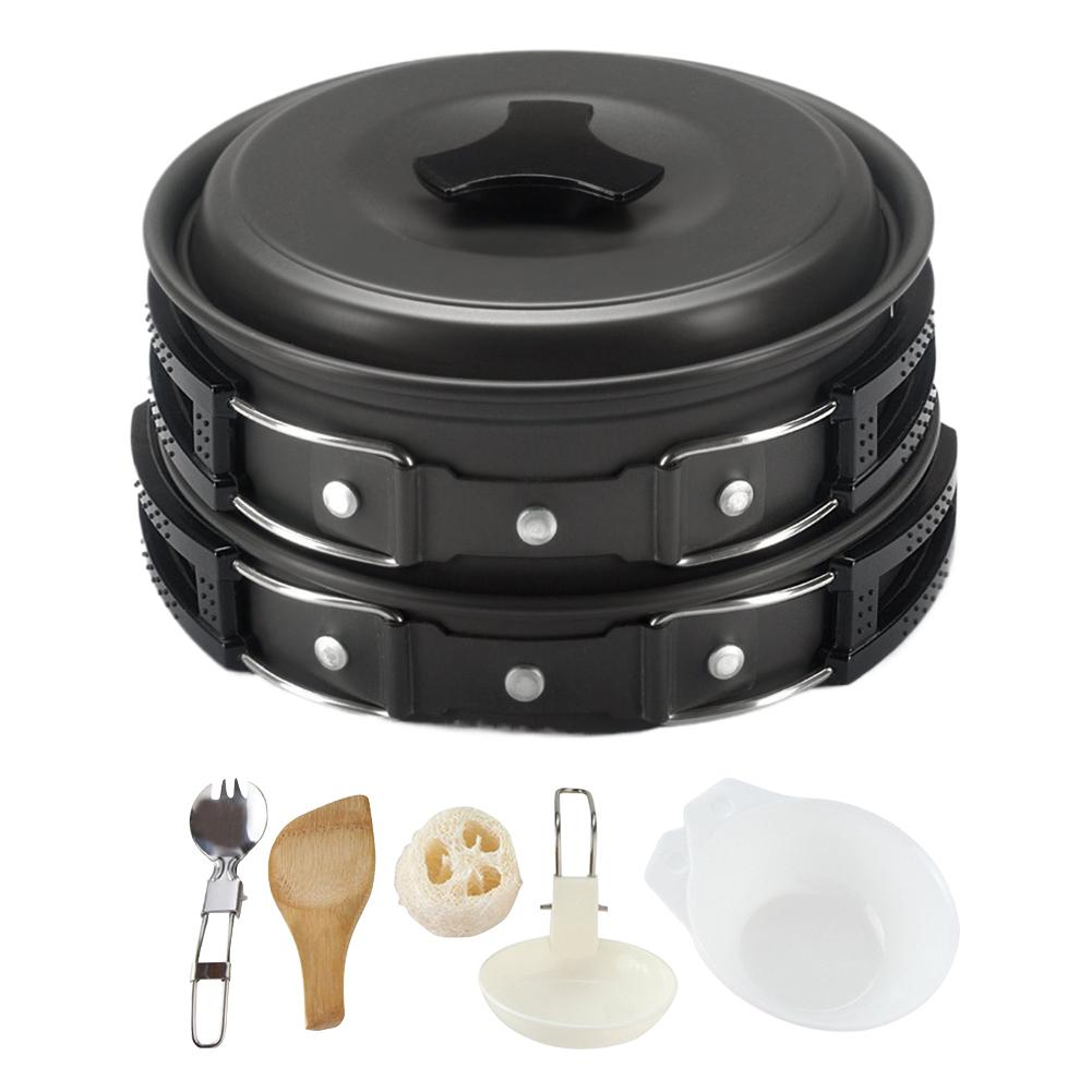Outdoor Pot Tableware Kit Pot Pan Set Travel Cutlery Utensils Cookset Cooking Kit for Camping Backpacking Outdoor Cooking Picnic
