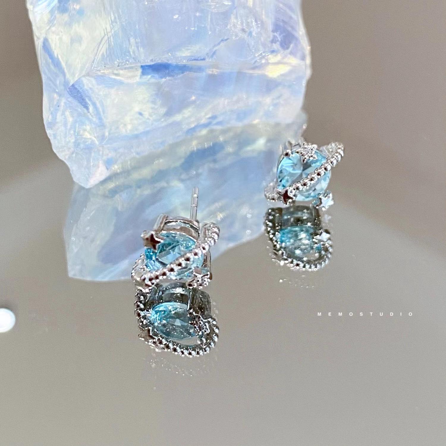 

Bright Starry Sky Series Stud Earrings Pink Stars Color Zircon Niche Design Premium Sense Earrings