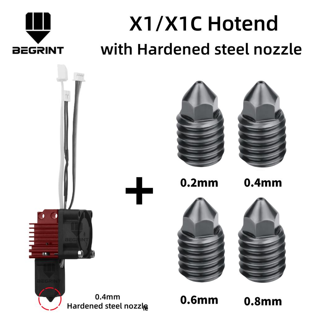 Komplette Hotend-Baugruppe Hotend für Bambu Lab X1 X1C P1P P1S mit Lüfter-Upgrade 2.0 mit Düse Kompletter Bambus Lab X1 Carbon
