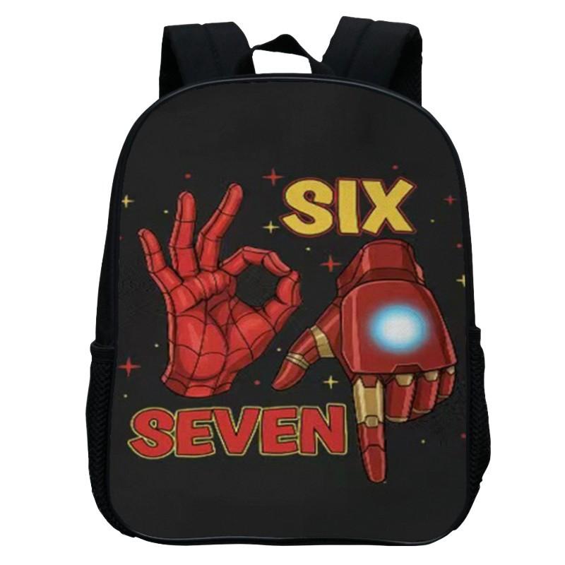 Printed Kindergarten 67 Six Seven Schoolbag, Cartoon Animation 12-inch Backpack Casual and Light