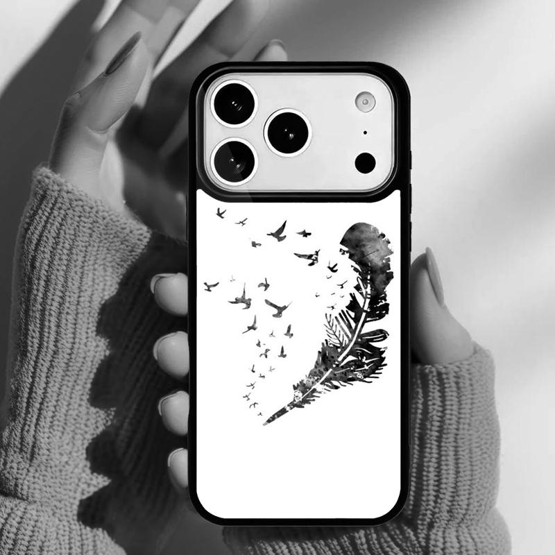 Watercolor Feather Pattern Design Phone Case for iPhone 17 Air 16e 15 14 13 Pro Max Back Cover for 12 11 Pro Coque