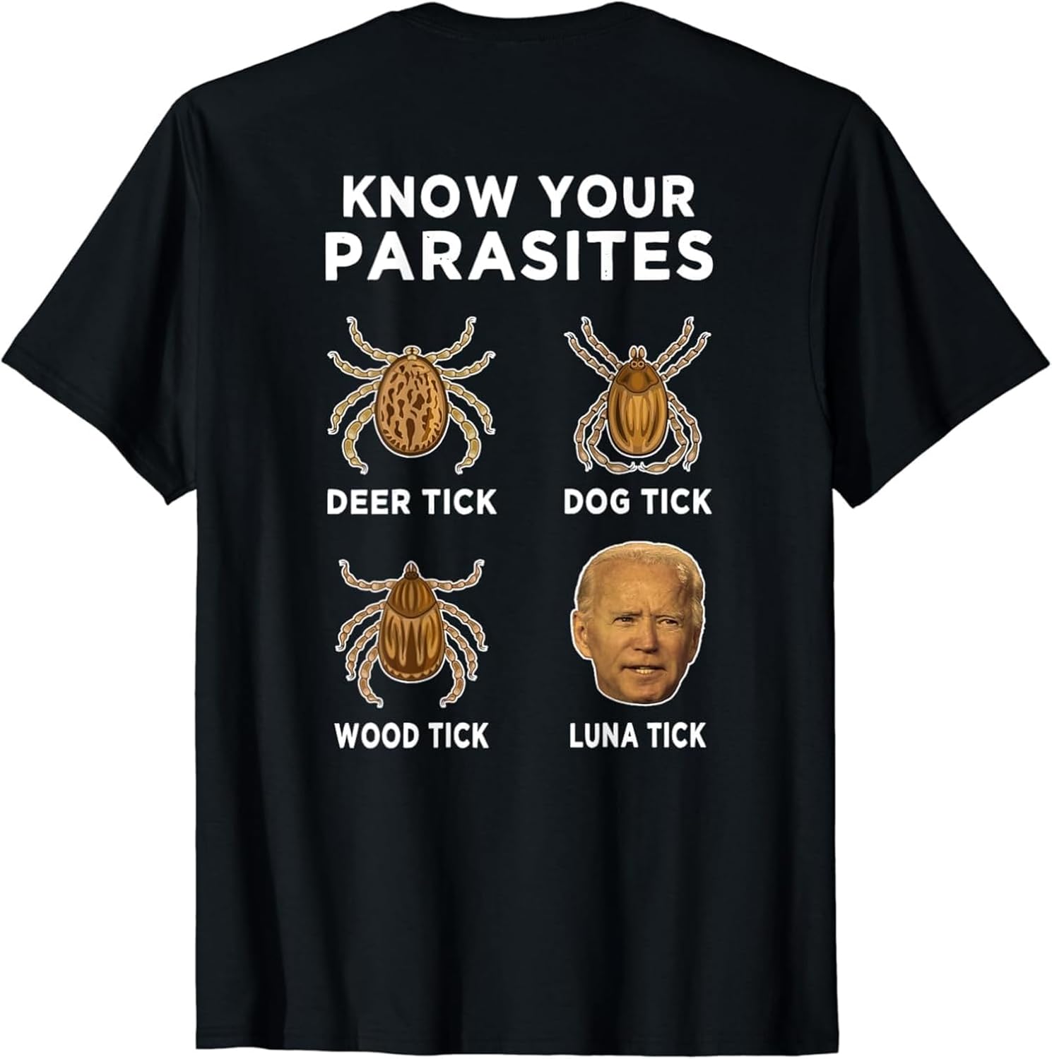 Know Your Parasites Funny Anti Joe Biden On Back T-Shirt L чёрный