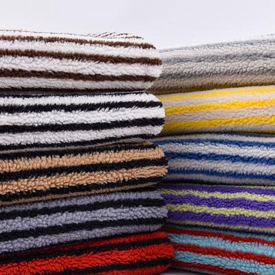 160x45cm Fine Striped Jacquard Lamb Fleece Fabric For Children's Clothing Outerwear, Home Pillows, Handmade DIY Clothing Fabrics
