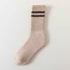 Damen Gestreifte Wollsocken Colorblock Verdickte Kniestrümpfe Warme Winter Frotteesocken für Sport Fitness Laufen Alltagskleidung