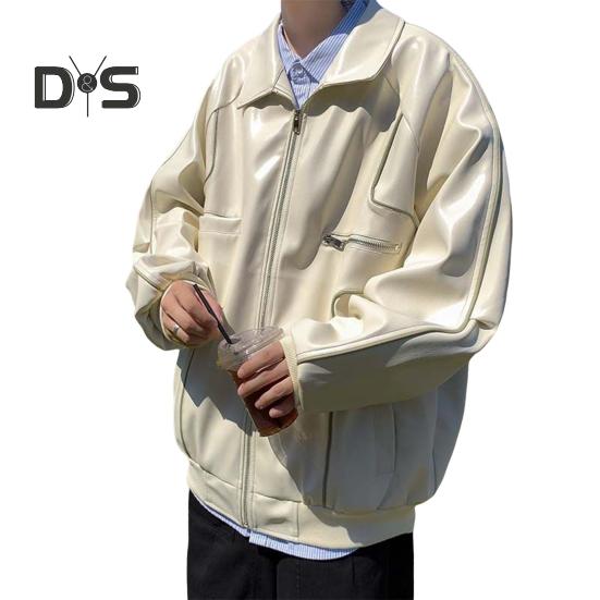 Pánská bunda Klopa s dlouhým rukávem Bunda z umělé kůže s více kapsami Zapínání na zip Vodotěsný, větruodolný teplý kabát