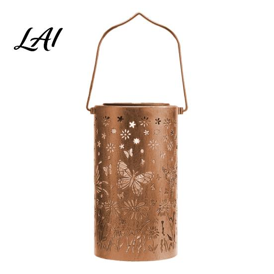 Outdoor Solar Lanterns Decorative Garden Lights Powered Waterproof Metal Floral Patio Pattern