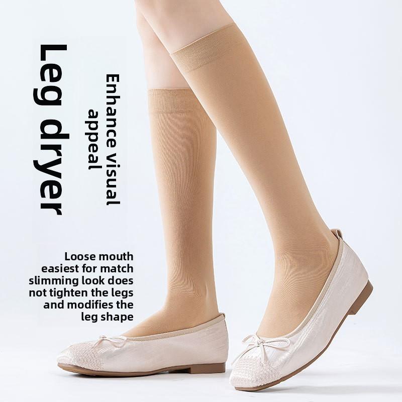 Spring and Autumn Mid-Calf Silk Stockings for Women - Black and White - Short Leggings - Summer Lightweight