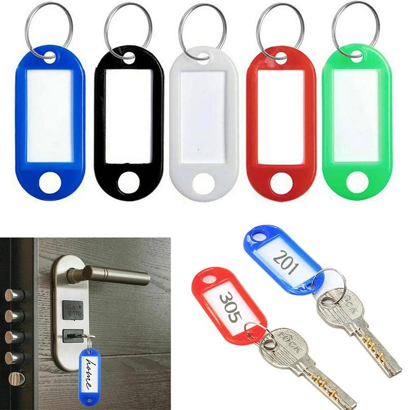 30Pcs Plastic Keychain Key Fobs Luggage Id Label Name Cards Tags with Split Ring for Baggage Key Chains Key Rings.