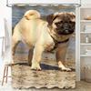 Adorable Pug Dog Print Shower Curtain for Bathroom Decor Waterproof Fabric with Hook Rings Various Sizes Available