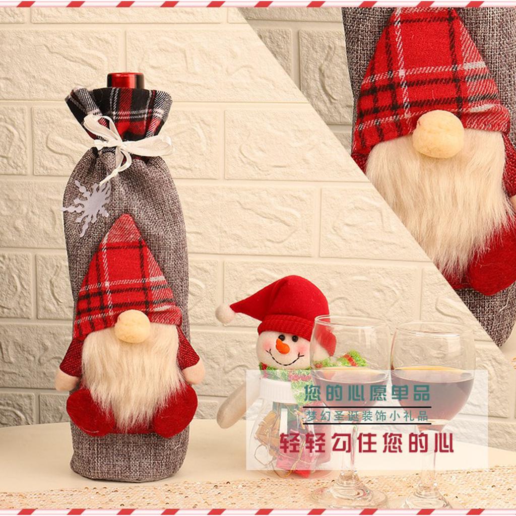 Vánoční obal na láhev vína Santa Claus vzor Držáky na láhev šampaňského Potah na stůl dekorace dárek