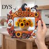 Decorative Mantle Piece Halloween Photo Frame, Wooden Desktop Picture Holder for Spooky Party Decoration Festive Ornaments And Home Decor, Vintage