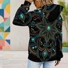 Women Plus Size Long Sleeve Colorful Galaxy Printed Hoodie Pullover With Drawstring Hood Kangaroo Pocket