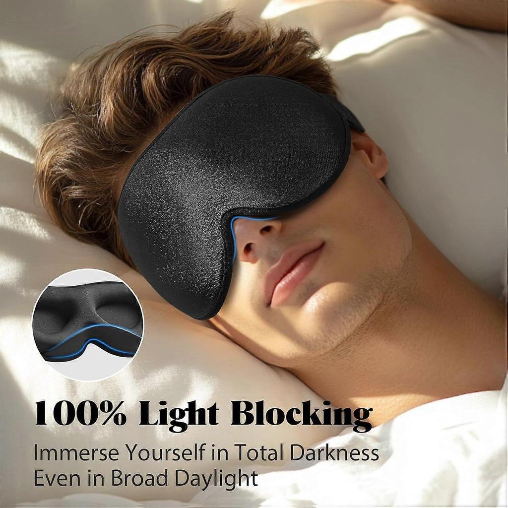 Weighted Sleeping Eye Mask, Blackout 3D Contour Sleeping Eye Mask with Adjustable Straps, Unisex, Memory Foam, Gentle Pressure Relief Comfort Ey