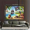 Pirate Treasure Island Tapestry | Tropical Beach Ship & Parrot Decor Background