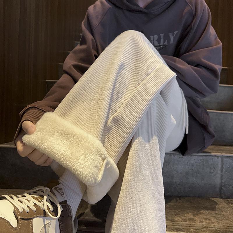 

Men s Winter Corduroy Pants - Cold-Resistant To -40°, Extra Thick with Velvet and Lambskin Lining M миндальный