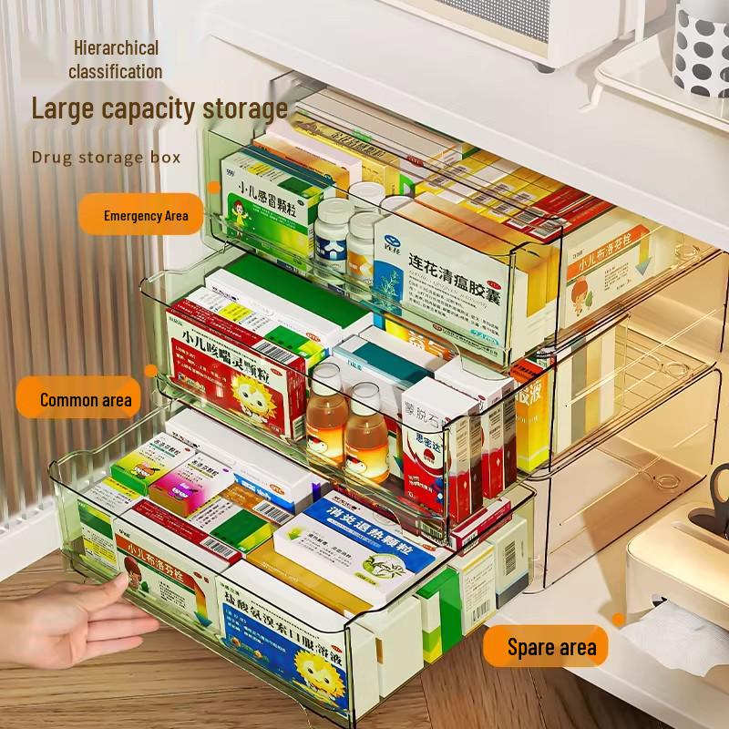 Transparent Acrylic Medicine Storage Drawer - Desktop Organizer Box