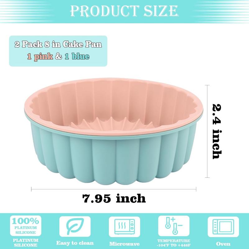 8 Inch Round Nonstick Silicone Cake Pan for Cheesecake, Chocolate, Rainbow Cakes, Brownie Tart - 1 Pcs