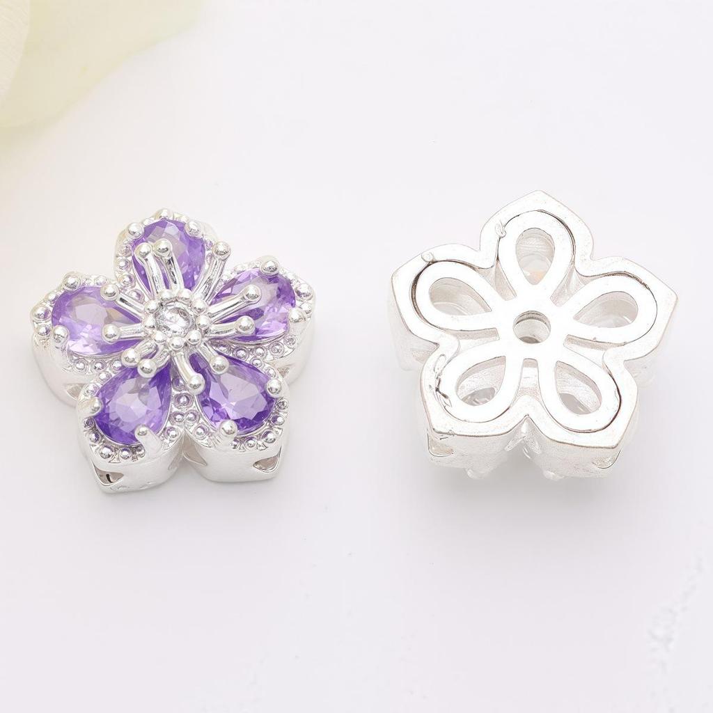 14K Gold-Plated Copper Zircon Five-Petal Flower Spacer Beads for DIY Crystal Bracelet Jewelry