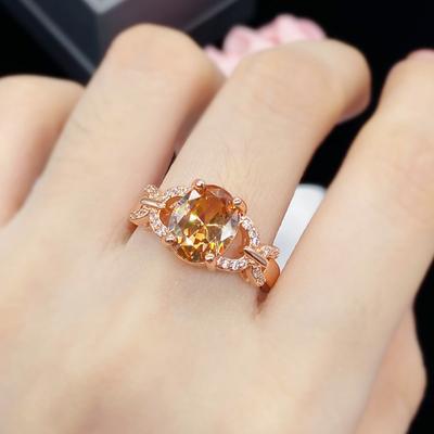 Bague délicate couleur or Rose pour cérémonie de mariage, pierre de Zircon de forme géométrique, accessoires magnifiques et élégants pour femmes
