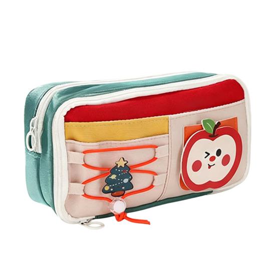

Cartoon Pencil Case with Drawstring Zipper Multi-Functional Stationery Bag for Students Large Capacity Water-Resistant Pencil for School Supplies красный