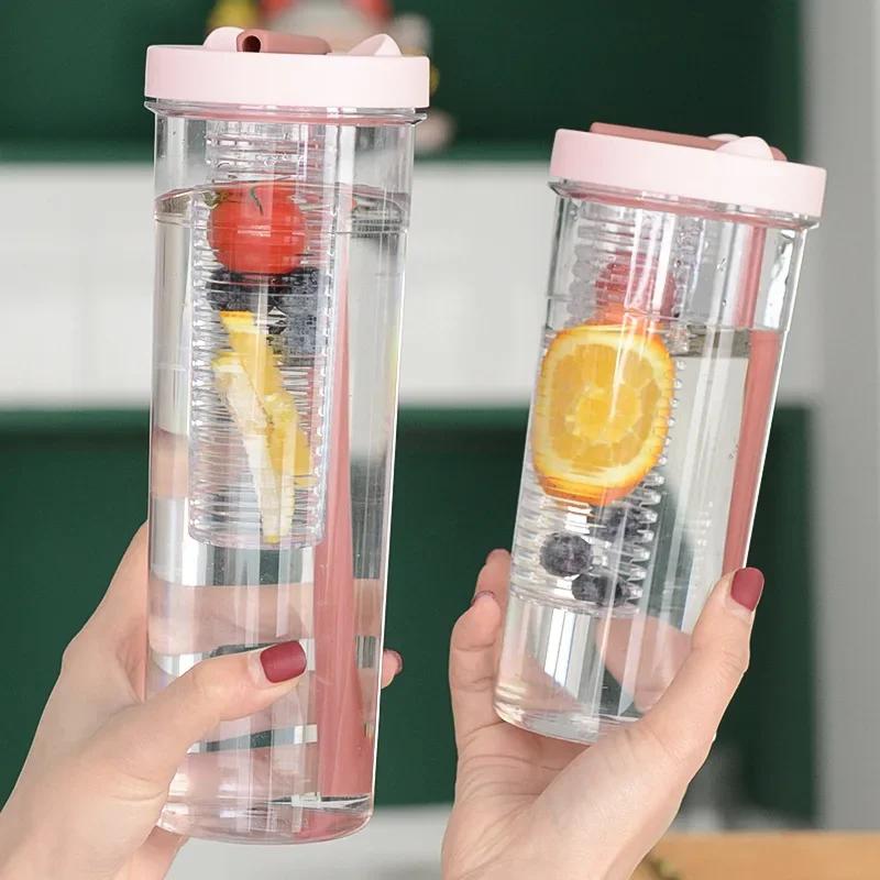 Roomy Lightweight to Carry Straw Cup See Through Non-leaking Water Cup with Filter Charming Drink Bottle for Boys and Girls