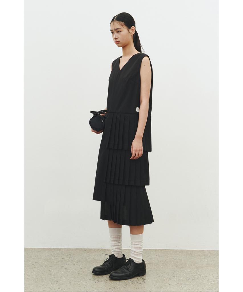 Recorde Pleats Layered Sleeveless Dress_Rqdam25565Bkx