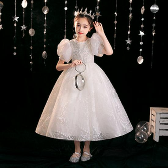 Girls' Fashionable Princess Gown - Puffy Trailing Evening Dress for Catwalk, Party, or Piano Performance