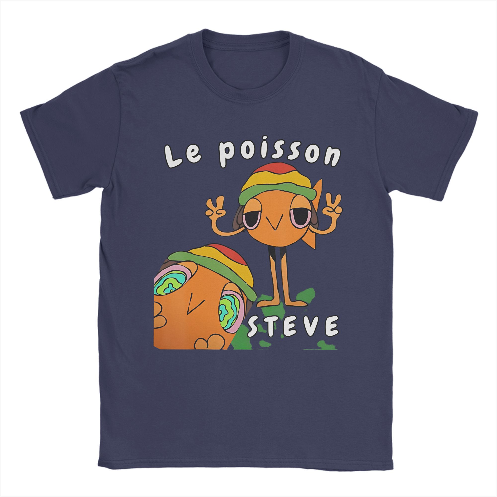 Le Poisson Steve Absurd Orange Fish Men T Shirt  Novelty Tees Short Sleeve Round Collar T-Shirt Cotton Gift Idea Clothing 4XL