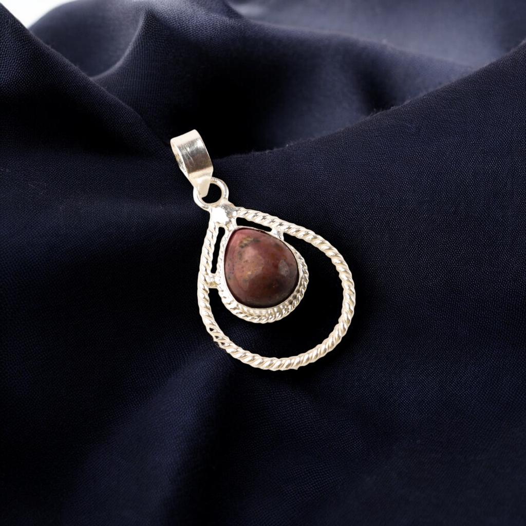 Natural Black Rhodonite Gemstone 925 Sterling Silver Jewelry Handcrafted Pendant PP-49-21