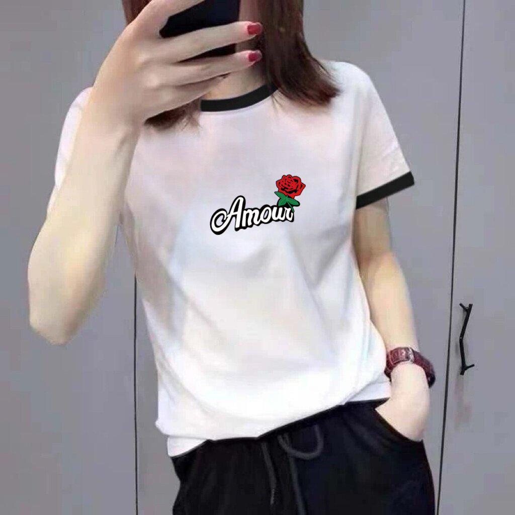 Color Block Letter Print Women s Loose Slimming T-Shirt - Casual Mom Style Large