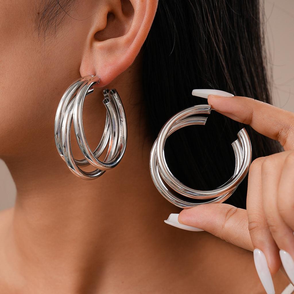 Geometric Multi-layer Round C-Earrings Cold Wind Earrings
