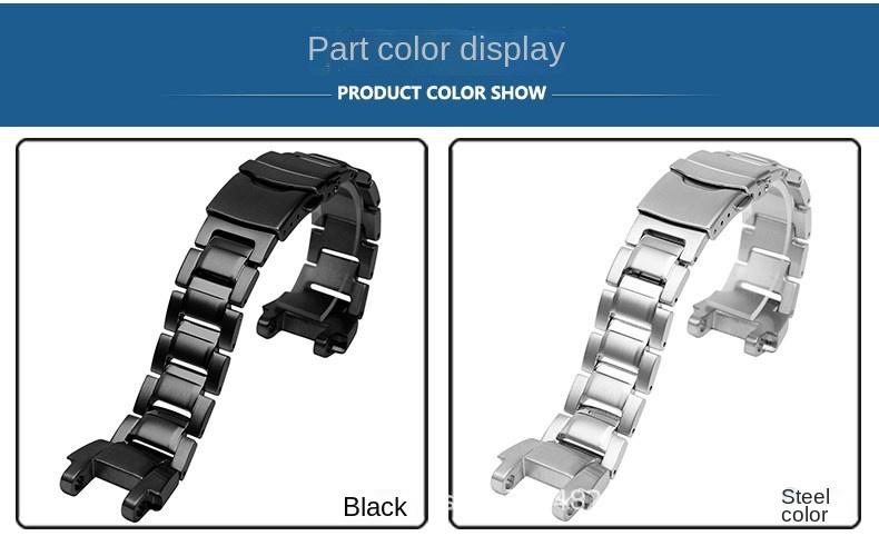 Edelstahl Uhrenarmband für Casio MTG-B1000 Herren Mattes Metall Schwarz Massives Armband Zubehör