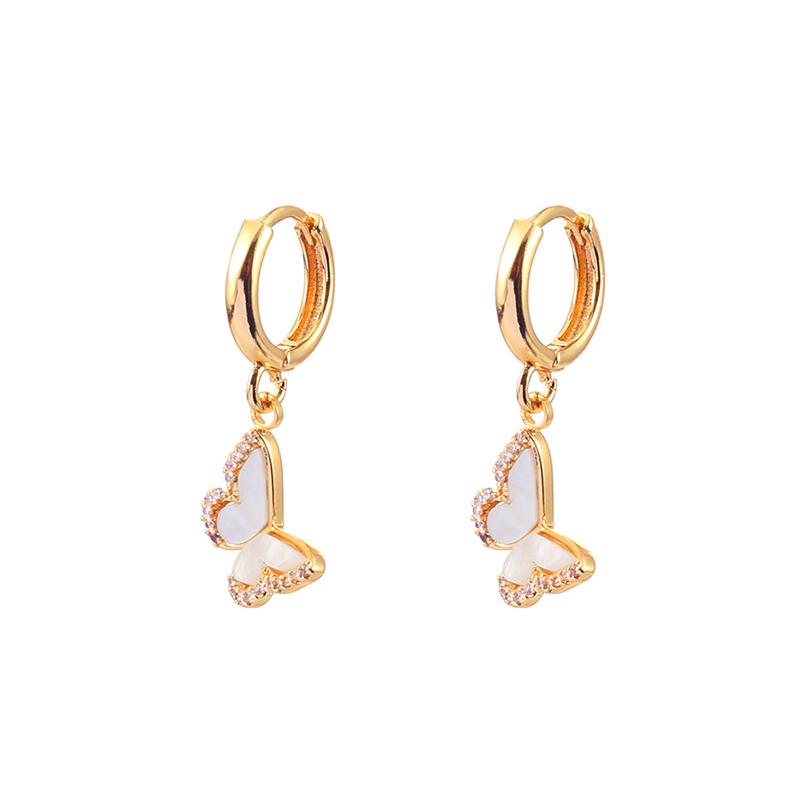 

PONYKISS Срібло 925 проби 14K Золото Циркон Мушля Серце Метелик Круглі сережки для жінок Мінімалістичний Витончений Милий Аксесуар