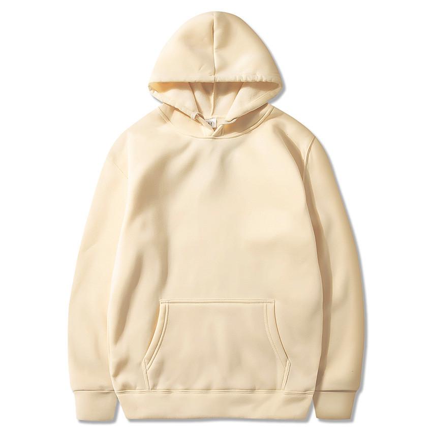 Unisex Fleece-Lined Thick Hooded Jacket - Solid Color, Trendy Autumn/Winter Style, Custom Logo Printing