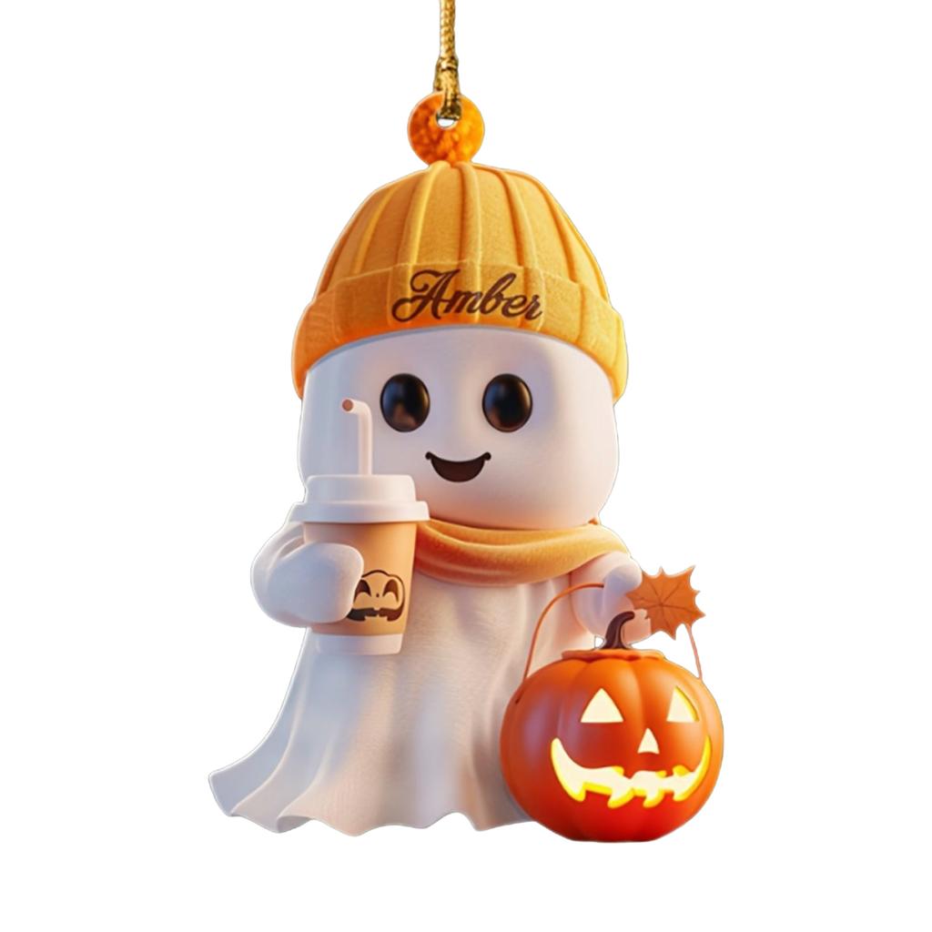 Acrylic Halloween Ghost Car Hanging Decoration Cute Flat Ornament for Vehicle Window Home Party Decor