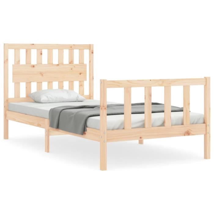 VidaXL Cadre de lit et tête de lit 100x200 cm bois massif 3192416