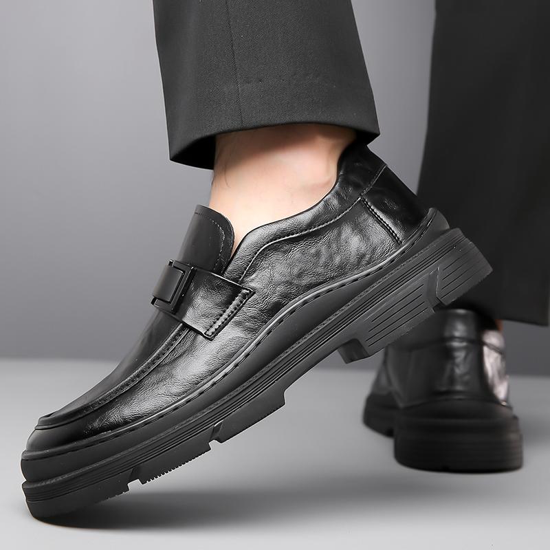 Fashion High Quality Men Casual Leather Business Shoes Classic Thick Bottom Dress Derby Loafers Comfortable and Breathable Walking Shoes