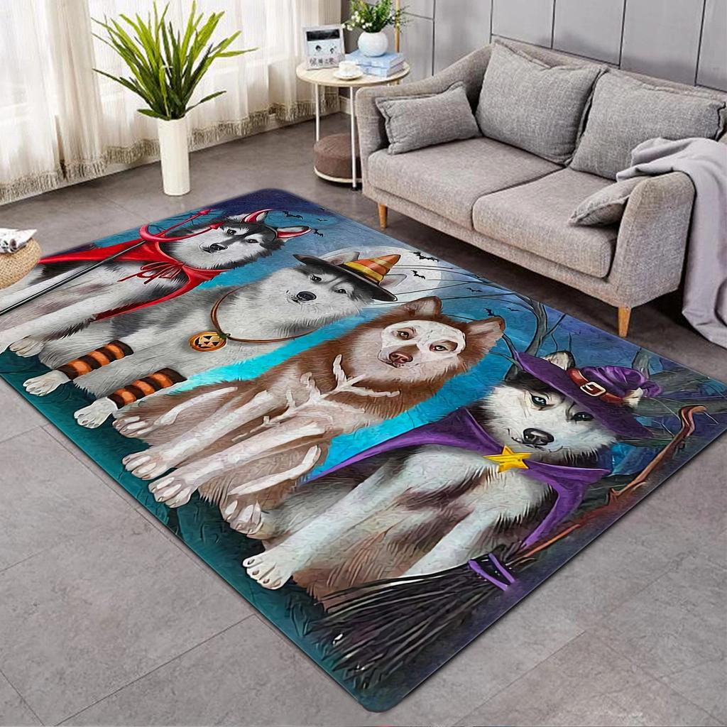 Lustige Haustiere Möpse Bulldogge 3D-Druck Teppich für Wohnzimmerdekoration Zuhause Sofa Couchtisch Bereichsteppich Schlafzimmer Garderobe Fußmatte