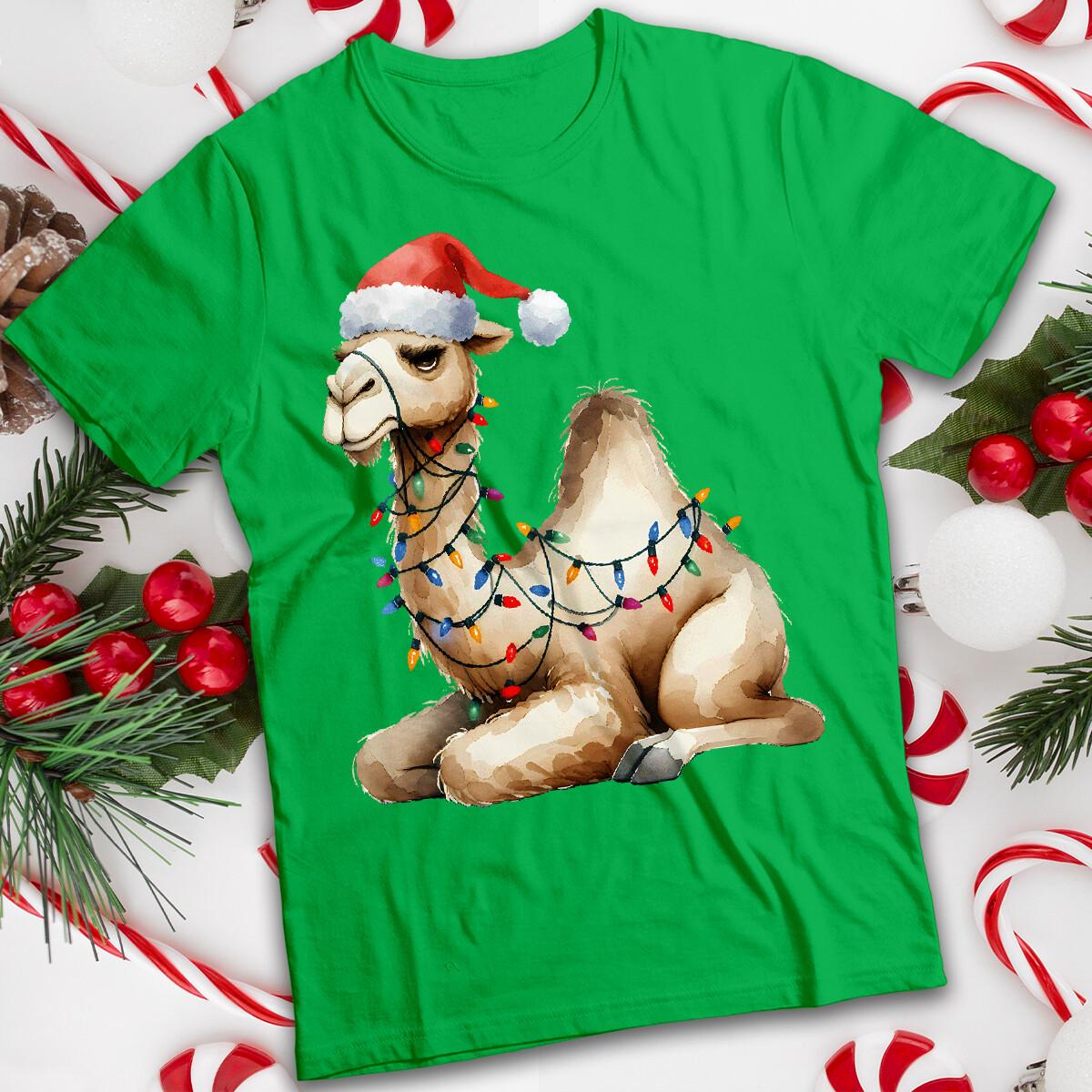 

Funny Ugly Mens and Womens Camel Christmas Lights Christmas T-Shirt Tee #MC 4XL