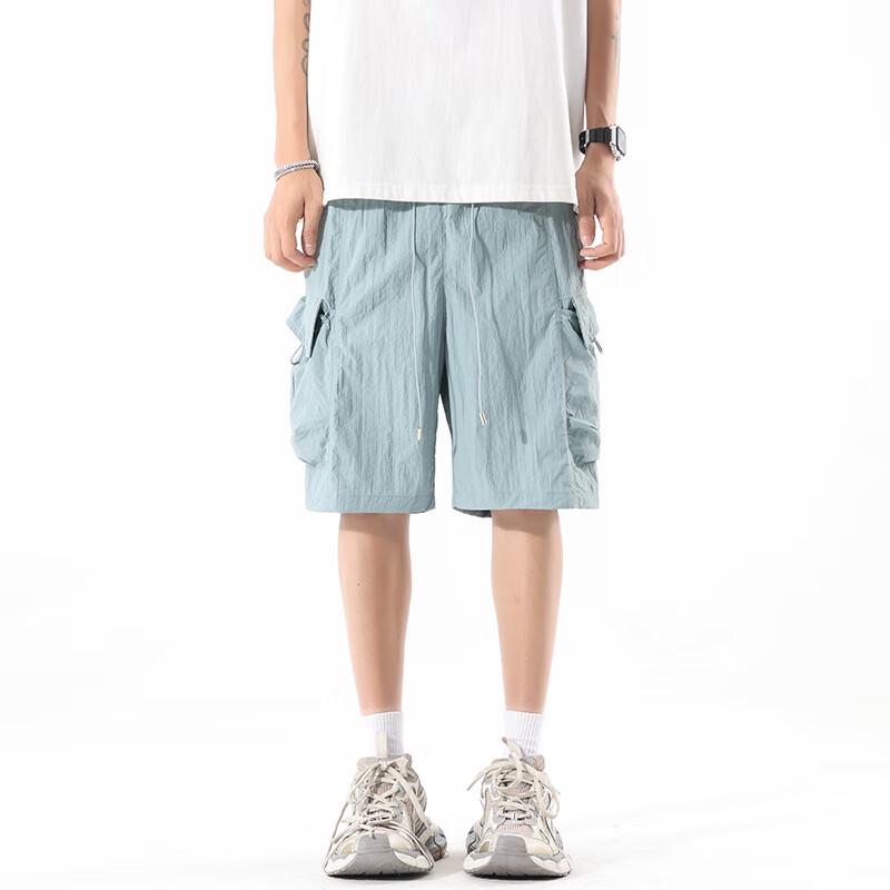 Fengxun Men's Ice Silk Multi-Pocket Shorts