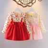 Girls Autumn Cottagecore Long Sleeve Dress Stylish Princess Party Dress For Kids Children Casual Elegant Floral A Line Gown