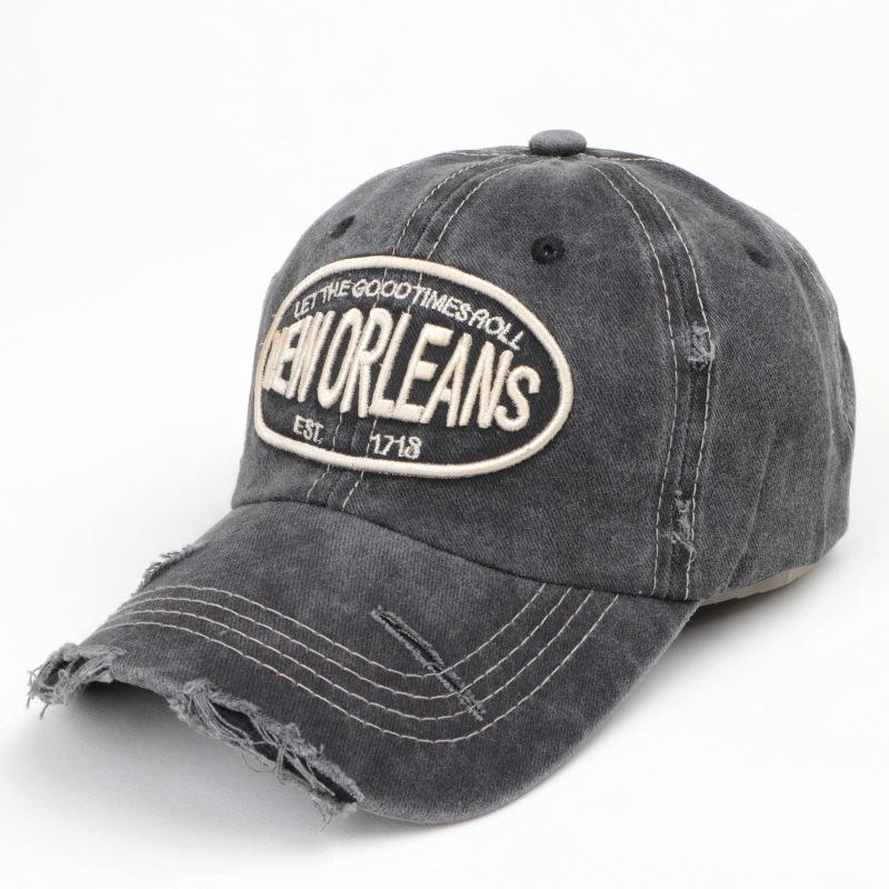 Women s Vintage Distressed Letter Embroidered Duckbill Baseball Cap - Spring/Summer Retro Sun Protection Hat for Men & Women Adjustable чёрный