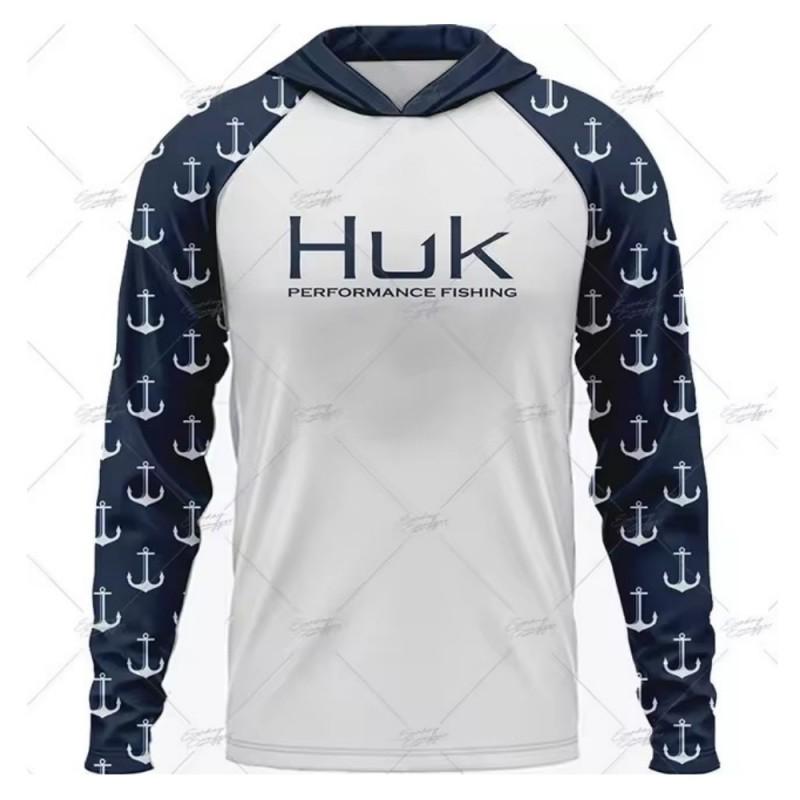 Mens UPF 50 Long Sleeve Fishing Shirt Hooded Quick Dry Breathable Sun Protection T-Shirt Outdoor Summer Fall Sports Cycling