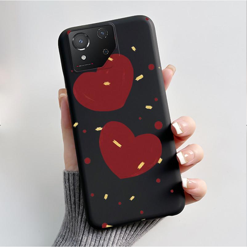 For ASUS ROG Phone 8 Case For ROG Phone 8 Pro Case Capa Soft Silicone Black Shell Cover Cute Flower Cartoon Printing Phone Cases