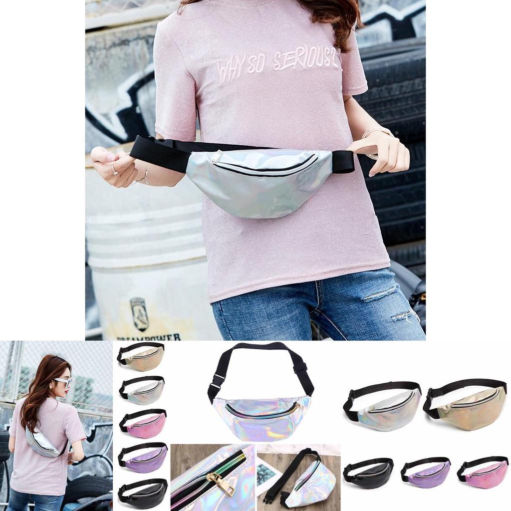 Elegant Sequin Women Waist Bag Fanny Pack With Multifunctional Zipper Pockets