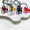 Versatile Long Pendant Necklace Featuring Horse Design In Vibrant Acrylic On Soft Leather Rope for Various Outfits