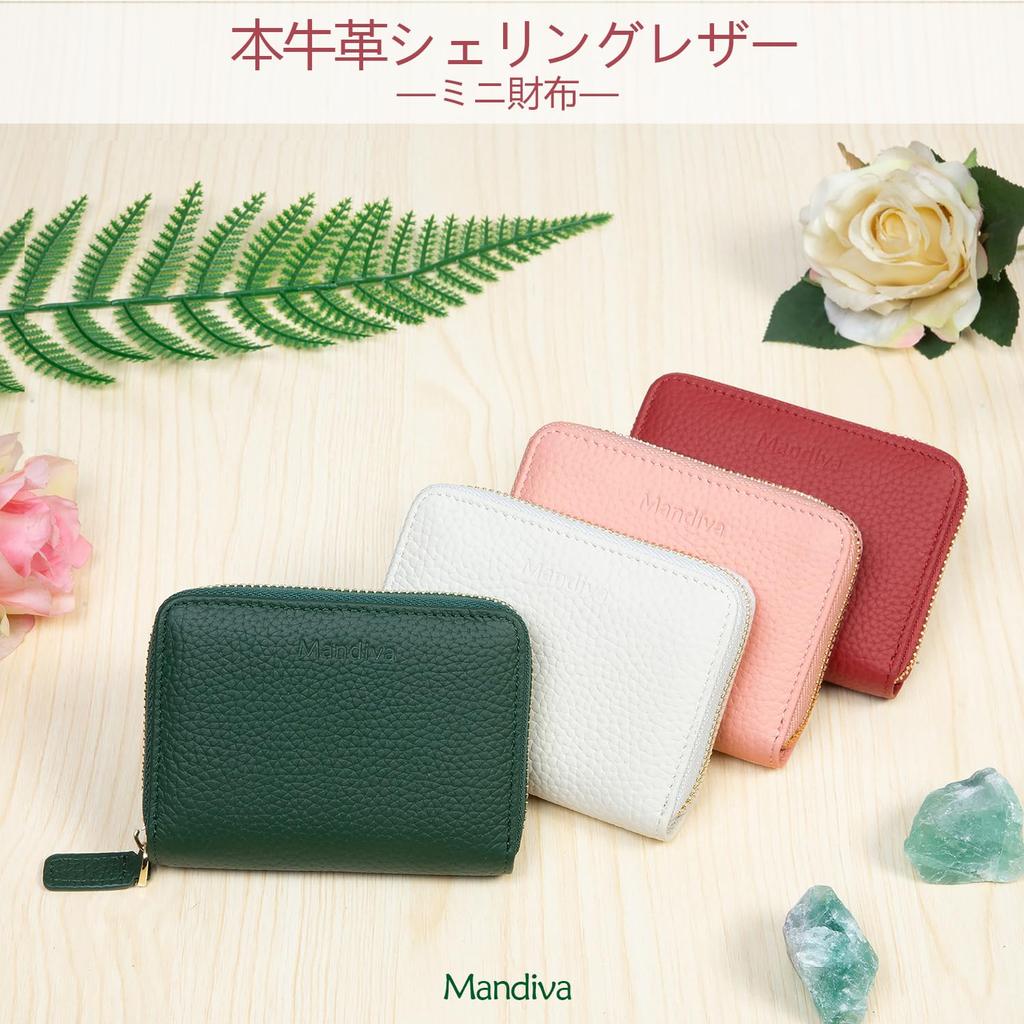 Mandiva Women's Genuine Leather Mini Wallet with Card Case, Anti-Skimming, Coin Slip, Accordion-Style, and No-Fold Bill Compartment (Green)