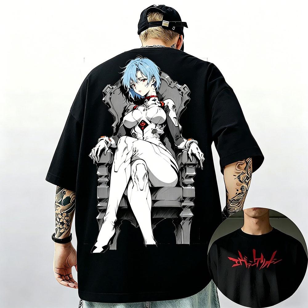 Neon Genesis Evangelion Ayanami Rei Asuka Classic Style Short Sleeve Tshirt Unisex Unisex 2026 Summer ParentChild Cotton Tee Tops