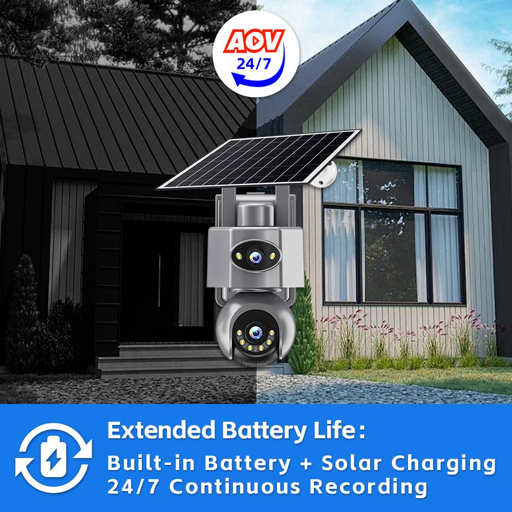 4G/WiFi Solar IP Camera with Dual Lens – PTZ, 8MP, 10X Zoom, Outdoor Surveillance System with Built‑in Battery