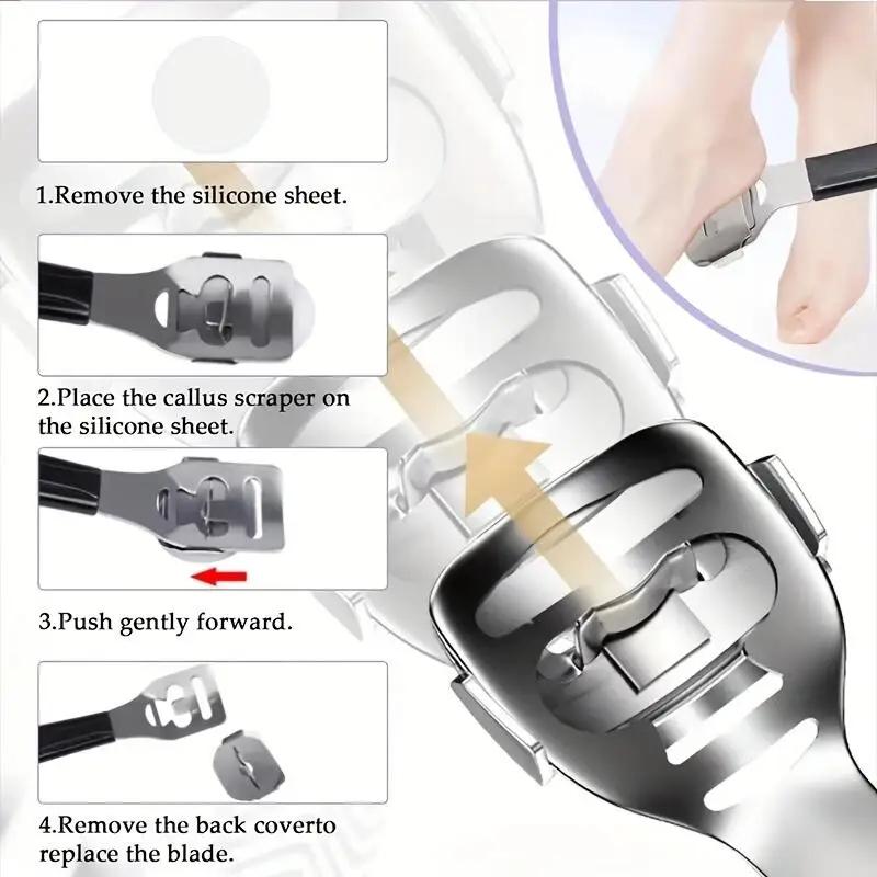 Set Pedicure Esfoliante e Scrub per Calli Spazzola Scrub Piedi Acciaio Inossidabile Lato Doppio Pedale Pietra per Cura del Piede